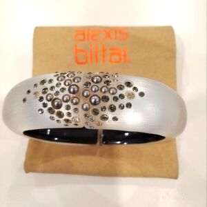 Alexis Bittar Lucite, Crystal Studded Hinge Bracelet, NWOT